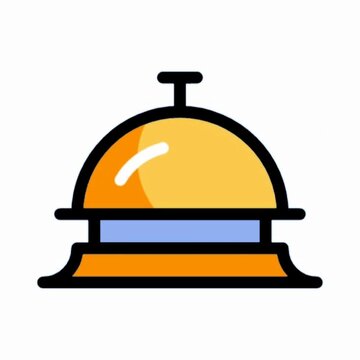 Ringing Service Counter Bell Icon, Hotel and Restaurant Call Request Illustration