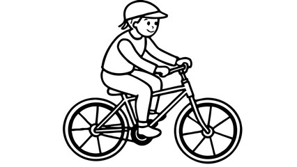 Fototapeta premium Child riding bicycle with cap and helmet
