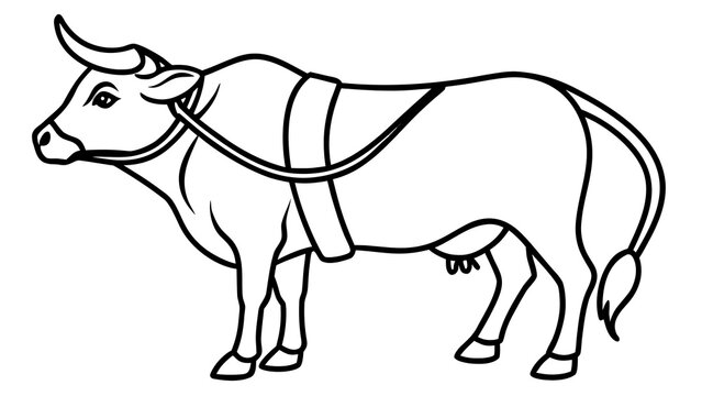Water buffalo carrying load with yoke