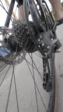 Close Up of Bicycle Rear Cassette and Derailleur