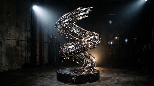 Metallic spiral sculpture
