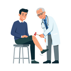 Fototapeta premium Doctor performing a knee reflex physical examination on a patient in a clinic