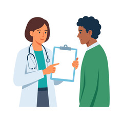 Fototapeta premium Female Doctor Explaining Medical Results to a Patient on a Clipboard