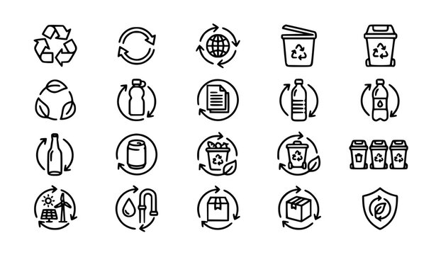 Circular Recycling and Sustainability Vector Icon Collection