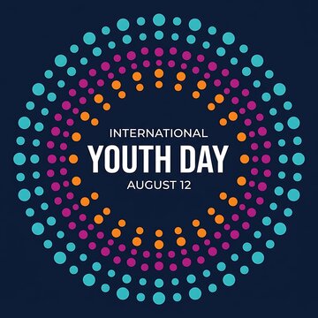 International youth day august 12 with circular dot pattern
