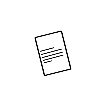 Simple black line icon of a document sheet with text lines on white background