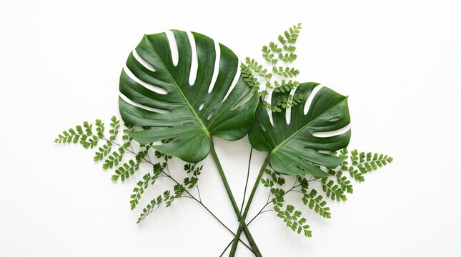 Monstera fern leaves
