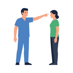 Male Healthcare Professional Pointing Finger at Female Patient During Medical Consultation Conflict