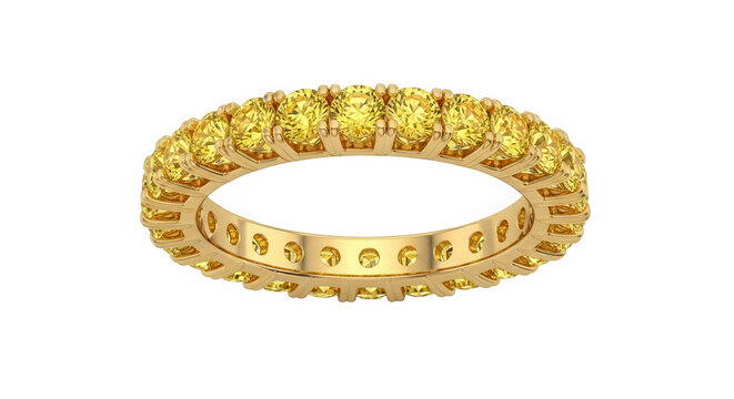 Gold ring with textured surface isolated isolated on transparent background