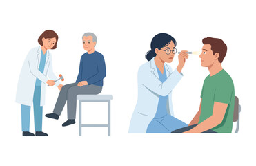 Obraz premium Female Doctors Performing Physical Examinations on Patients in Medical Clinic Checkup Settings