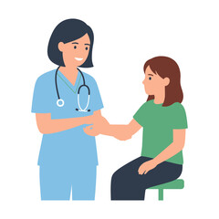 Obraz premium Professional Female Doctor Performing A Health Checkup For A Young Patient In A Medical Office Setting