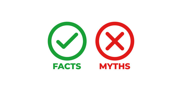 Facts and myths icons with check mark and cross symbols for educational comparison.