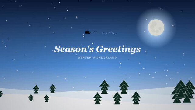 Seasonal Scene Winter Wonderland Night Sky with Moon and Snowy Landscape