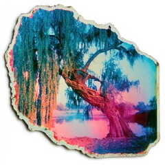Obraz premium Vibrant artistic tree photo with colorful effects