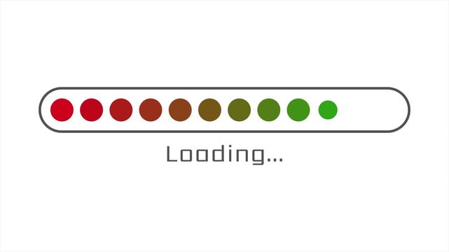 Animated Dot Loading Progress Bar with Pulsing Dots and Status Tex
