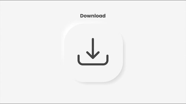 Minimalist Neumorphic Download Icon Animation on White Background