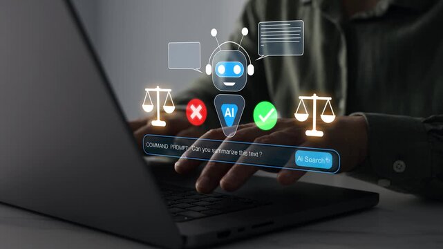 Artificial intelligence ethics and risk concept illustrating responsible technology, digital governance, data privacy, security, transparency and human oversight.