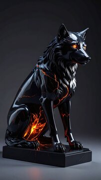 Black wolf statue