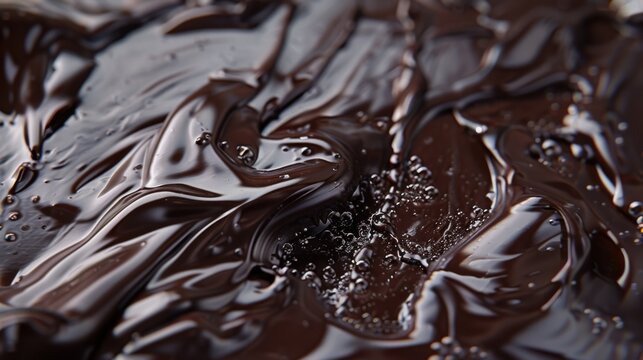 Highquality closeup of dark chocolate tempering on marble Canon EOS R5 100mm macro lens