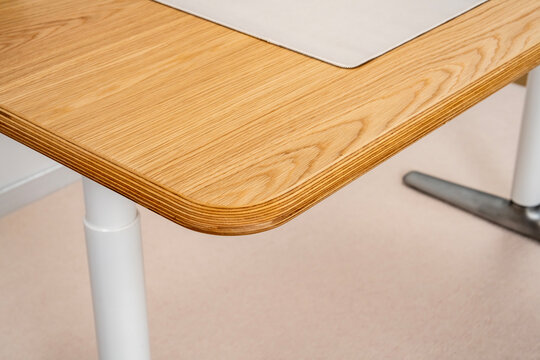 Details of a solid wood business desk