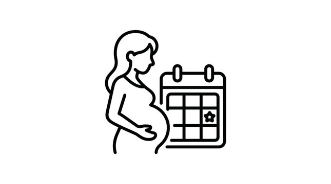 Pregnant Woman with Calendar Icon - Due Date Reminder