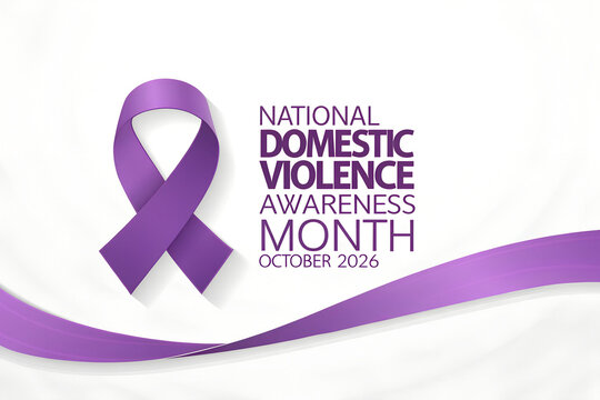 National domestic violence awareness month purple ribbon background