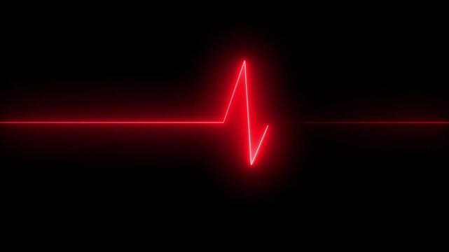 ECG monitor beating heart with a neon electrocardiogram overlay cardiogram line icon animation. seamless loop motion animated motion.