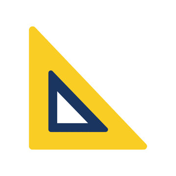 Yellow right-angle triangle ruler icon on a white background