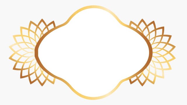 Luxury Gold Oval Cloud Frame Mandala Video Animation Loop on White Background