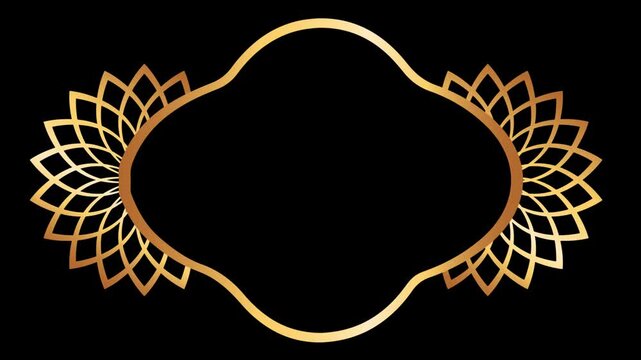 Luxury Gold Oval Cloud Frame Mandala Video Animation Loop on Black Background