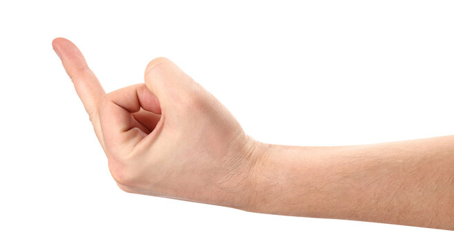 Male hand showing middle finger gesture, isolated on transparent cutout background