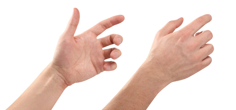 Set of male and female hands indicating direction, isolated on transparent cutout background