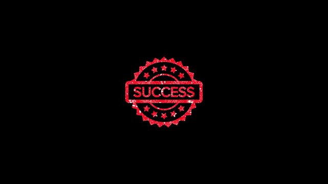 Success rubber stamp animation. stamp zooming and hit effect. grunge rubber stamp impression animation