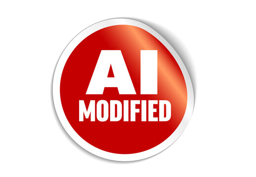 Red AI Modified Sticker Icon with White Text