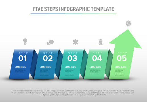 Five Steps Business Infographic Template with Rising Arrow