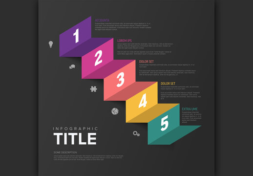 Modern Business Infographic Template with Five Steps and Colorful Ribbon Design