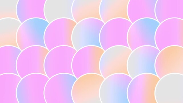 Abstract pastel gradient background with overlapping circles, soft iridescence colorful geometric pattern 4k animation.