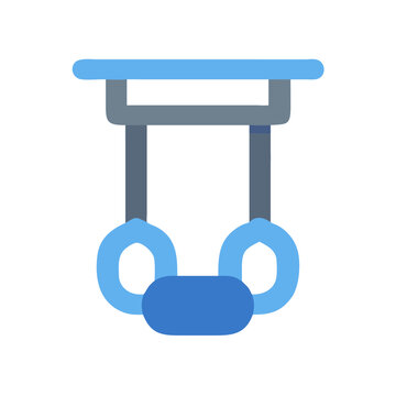 Gymnastic rings icon in blue, exercise and fitness