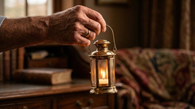 Person holding a lantern symbolizing business succession and passing the light of knowledge and guidance to others