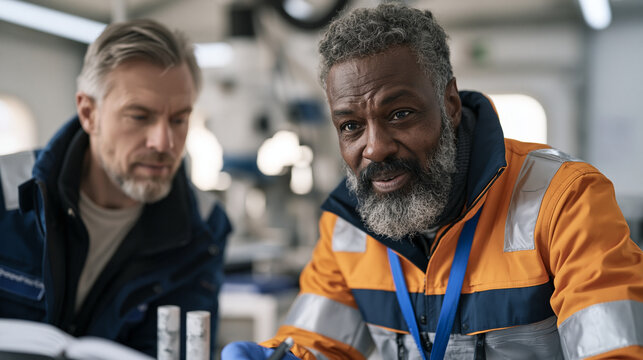 Mining engineers and planetary scientists study lunar ice extraction core samples in a portable laboratory at a simulated polar base, analyzing water content ratios and volatile