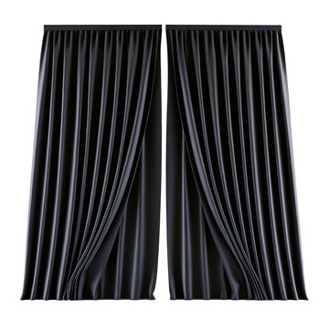 Velvet curtain draping gracefully isolated on white background p n g a i generated black velvet curtain