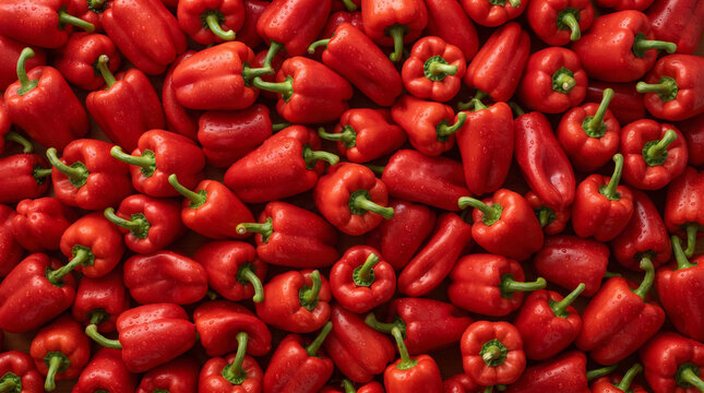 Fresh Red Bell Peppers Background and Vegetable Food Texture