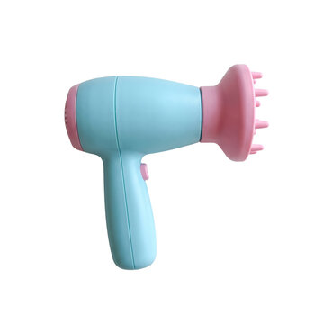 Blue and Pink Plastic Toy Hair Dryer for Kids Play.