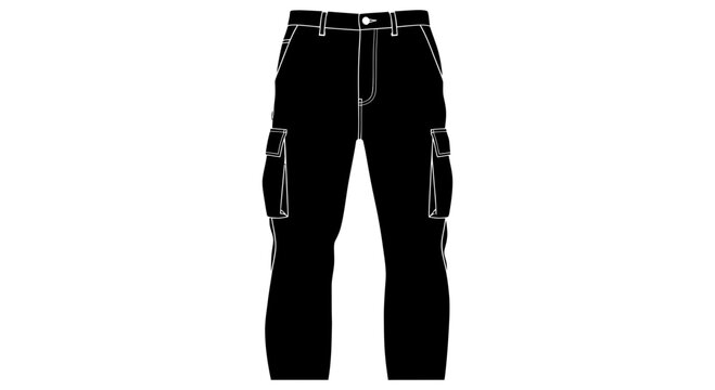 Cargo pants silhouette against a white background a minimalist fashion design silhouette