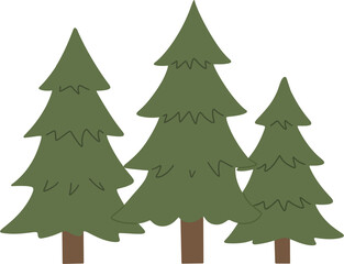 Fototapeta premium Pine Tree Forest Flat Vector Illustration