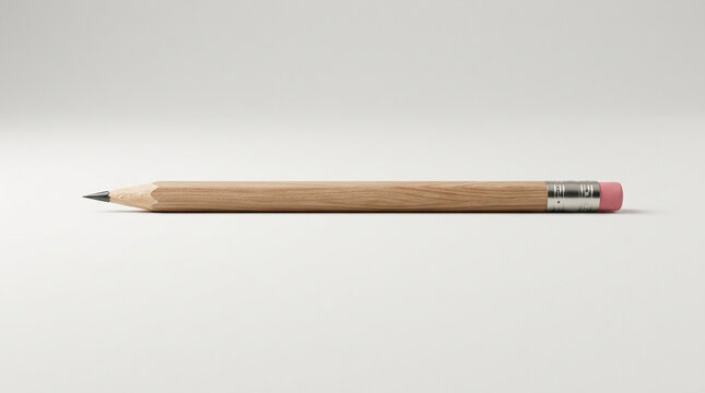 A wooden pencil with a pink eraser on a clean white background, symbolizing creativity, education, and simple tools for expression