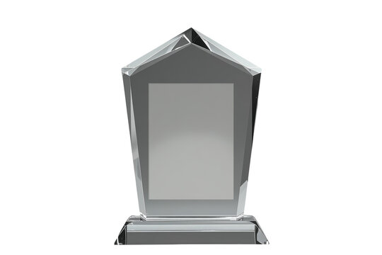 Pentagonal crystal trophy plaque with gray center