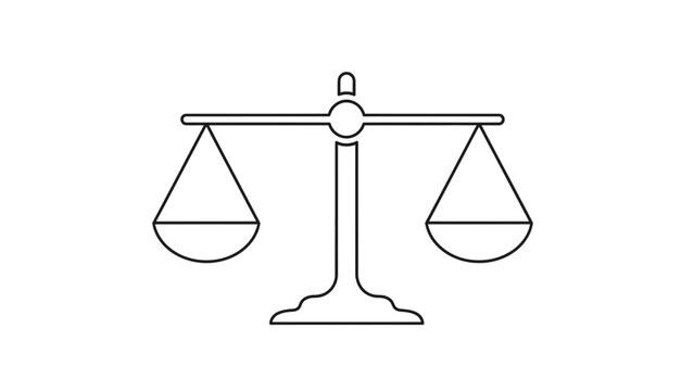 Balance Scale Icon, Symbol of Justice, Law, Equality, and Decision Making