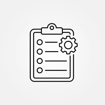 Clipboard checklist icon with gear representing task management and project optimization