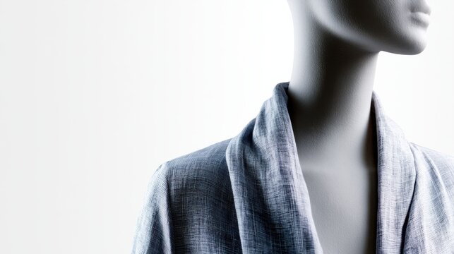 A mannequin wearing a grey blazer, cropped shot, elegant style